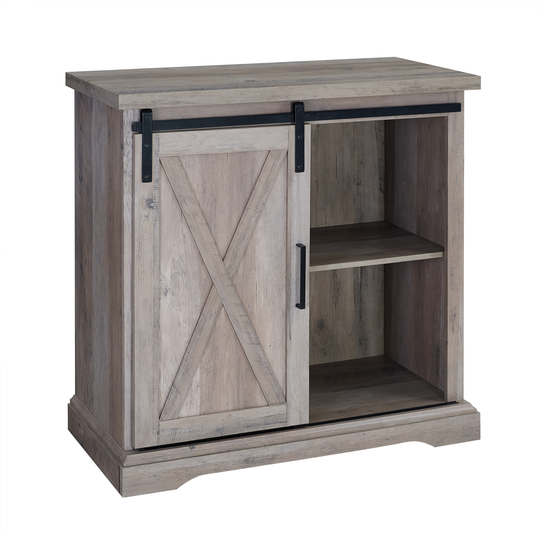 Walker Edison Rustic Farmhouse Storage Buffet - 32-in x 32-in - Light Grey