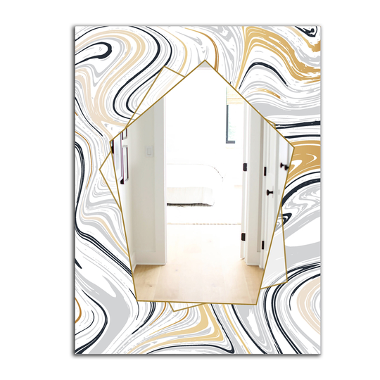 Designart Marbled Diamond 13 Rectangular 35.4-in L x 23.6-in W Polished Glam White Wall Mounted Mirror
