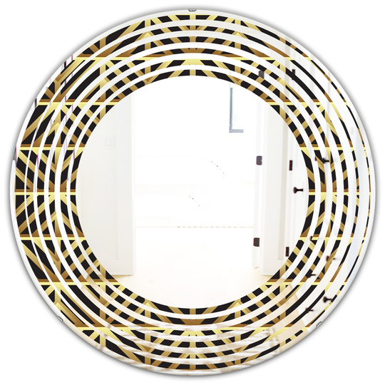 Designart 24-in Golden Luxury Metallic Geometrics XIV Modern Round Mirror