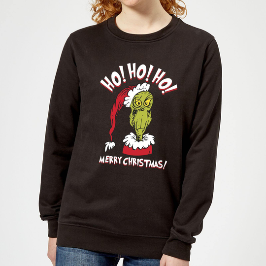 The Grinch Ho Ho Ho Women's Christmas Jumper - Black - S