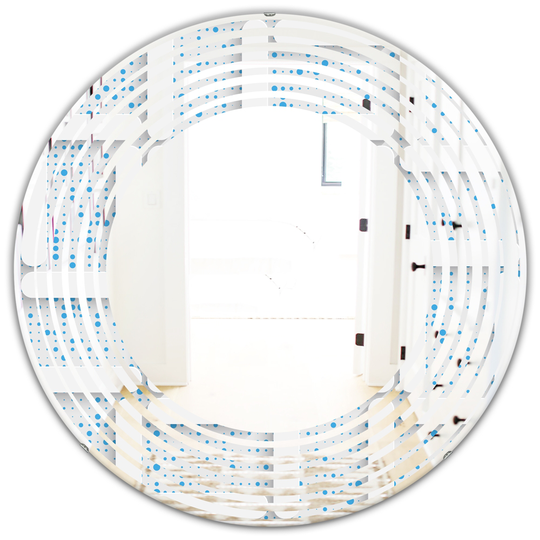 Designart Round 24-in 3D Light Blue and White Pattern I Polished Wall Mirror