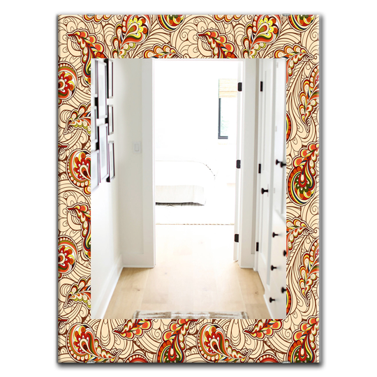 Designart 35.4-in x 23.6-in Red Autumn Pattern Bohemian and Eclectic Mirror
