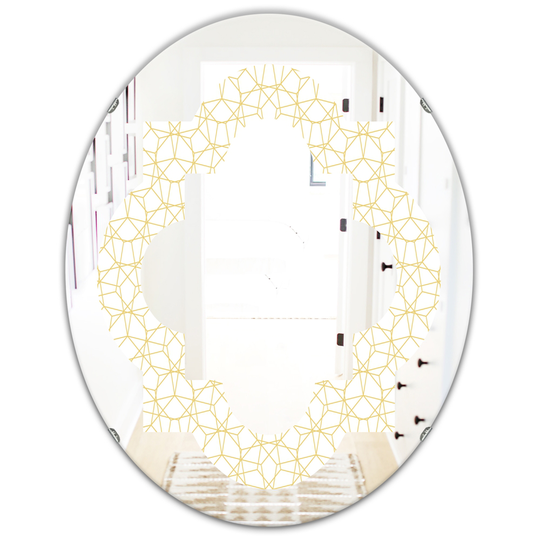 Designart 31.5-in x 23.7-in Abstract Geometrical Modern Oval Wall Mirror - Gold