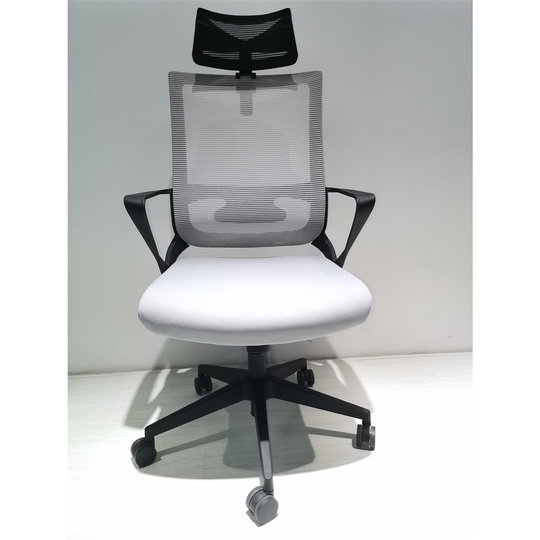 FM Furniture Perth White and Black Contemporary Ergonomic Adjustable Height Swivel Desk Chair