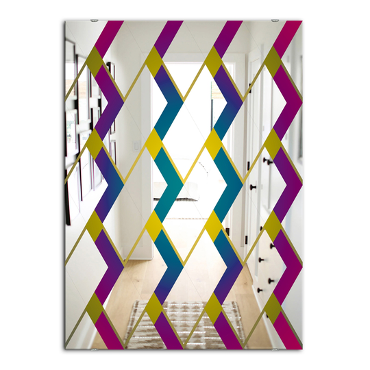Designart Canada 35.4-in L x 23.6-in W Rectangle Purple Diamonds Polished Wall Mirror
