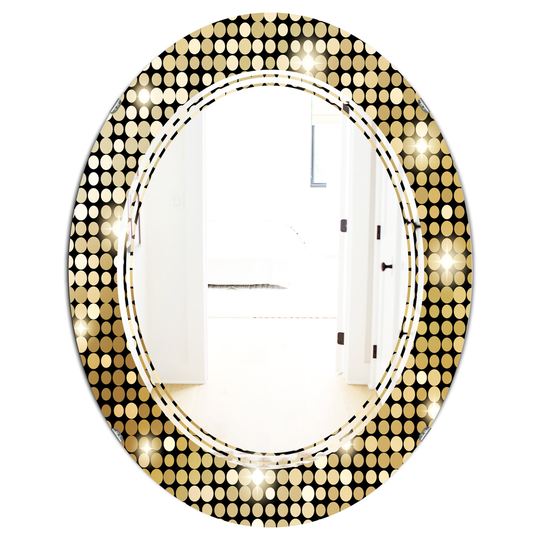 Designart 31.5-in x 23.7-in Abstract Gold Mosaic Modern Oval Wall Mirror