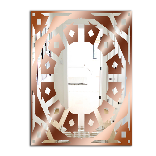 Designart Copper Spruce 4 Rectangular 35.4-in L x 23.6-in W Polished Glam Brown Wall Mounted Mirror