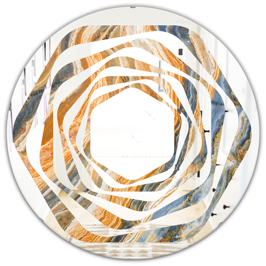 Designart Canada Round 24-in L x 24-in W Multicolour Marbled Geode Polished Wall Mirror
