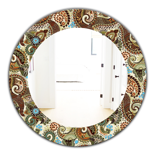 Designart 24-in x 24-in Brown Paisley Bohemian/Eclectic Mirror