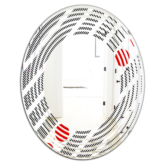 Designart Oval Black 31.5-in L x 23.7-in W Retro Geometrical Abstract Minimal Pattern XI Polished Wall Mirror