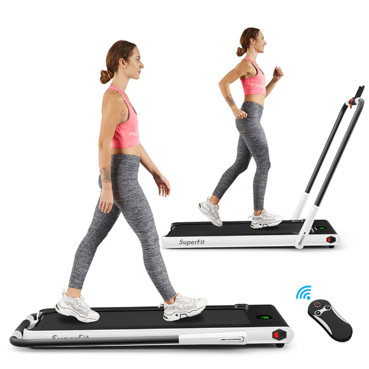 Costway SuperFit 2.25-HP 2 in 1 White Foldable Treadmill With Remote Control