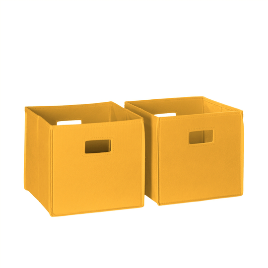 RiverRidge Home Folding Storage Bins - Fabric - 10.5-in x 10-in x 10.5-in - Golden Yellow - 2-Pack
