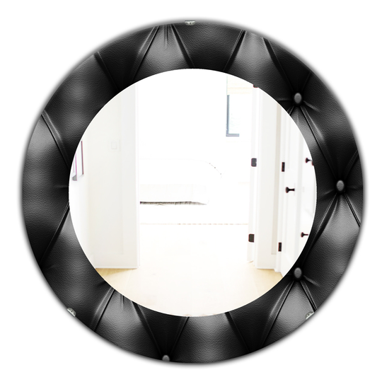 Designart 24-in x 24-in Black Leather Print IV Modern Mirror