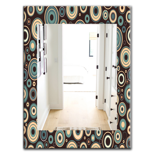 Designart Canada Rectangle 35.4-in L x 23.6-in W Circular Dance Bohemian Polished Wall Mirror