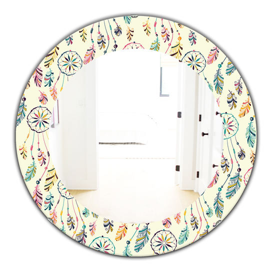 Designart 24-in x 24-in Feathers Bohemian and Eclectic Mirror in Blue