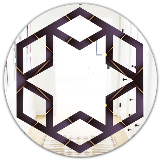 Designart 24-in x 24-in Quilted Pattern Modern Round Wall Mirror in Purple