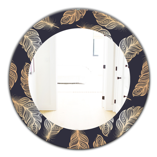 Designart 24-in x 24-in Black Feathers Bohemian and Eclectic Mirror