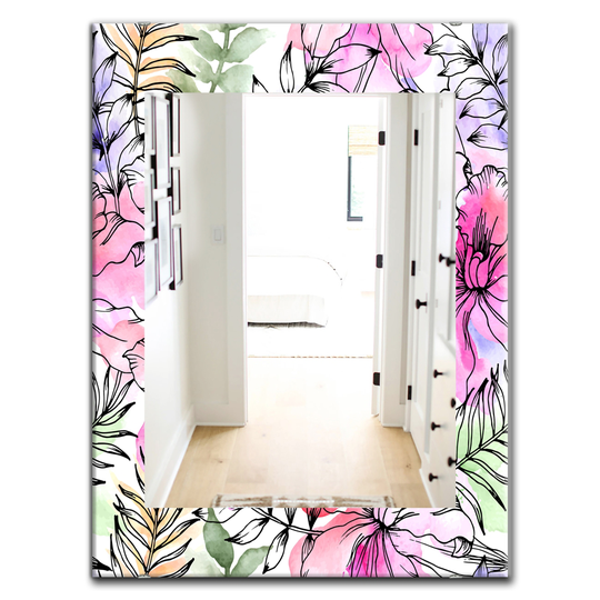 Designart Canada 35.4-in L x 23.6-in W Rectangle Tropical Mood Bright Polished Wall Mirror