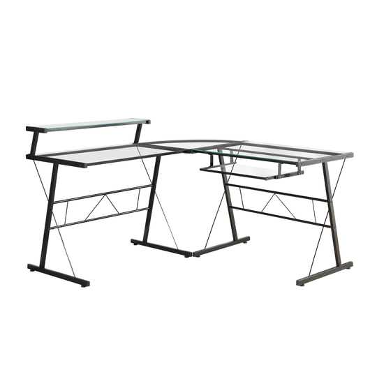 Monarch Specialties Monarch Computer Desk - 57-in- Metal - Clear - 3 Pieces