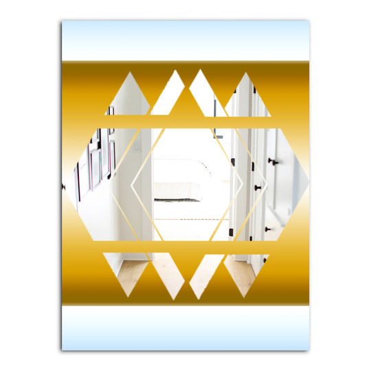 Designart Capital Gold Essential 18 Rectangular 35.4-in L x 23.6-in W Polished Glam Wall Mounted Mirror
