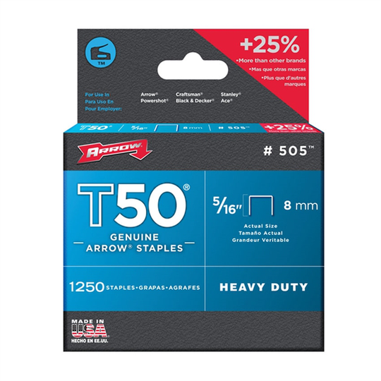 Arrow T50 5/16-in Heavy-Duty Staples (1,250-Count)