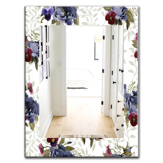 Designart Canada 35.4-in L x 23.6-in W Rectangle Red Peonies and Pansies Flowers Polished Wall Mirror