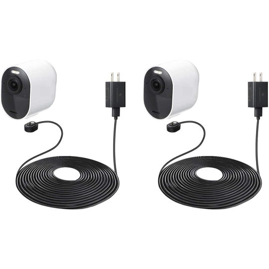 Wasserstein Black 25-ft Charging Cable with Adapter for Arlo Pro 3/Pro 4/Ultra/Ultra 2 (2-Pack)