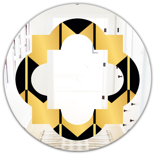 Designart 24-in x 24-in Gold Metallic Geometrics V Modern/Round Wall Mirror