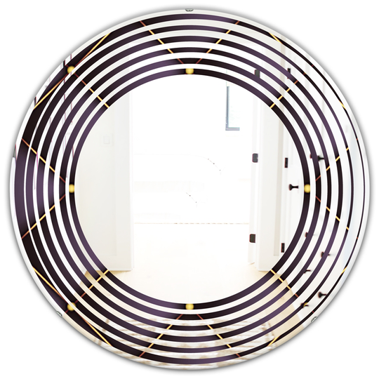 Designart 24-in Quilted Pattern Modern Round Wall Mirror in Purple