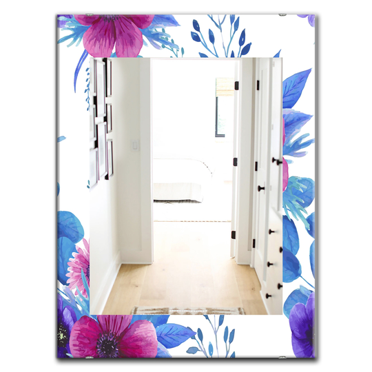 Designart Canada 35.4-in L x 23.6-in W Rectangle Pink Blossom Traditional Polished Wall Mirror