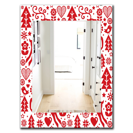 Designart Canada 35.4-in L x 23.6-in W Rectangle Red Christmas Polished Wall Mirror