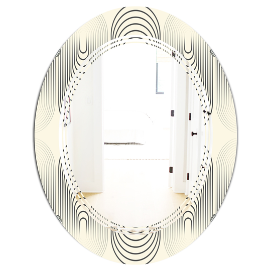 Designart Oval 31.5-in L x 23.7-in W Grey Monochrome Geometric Pattern X Polished Wall Mirror