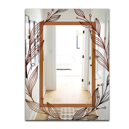 Designart Golden Flowers Rectangular 35.4-in L x 23.6-in W Polished Glam Blue Wall Mounted Mirror