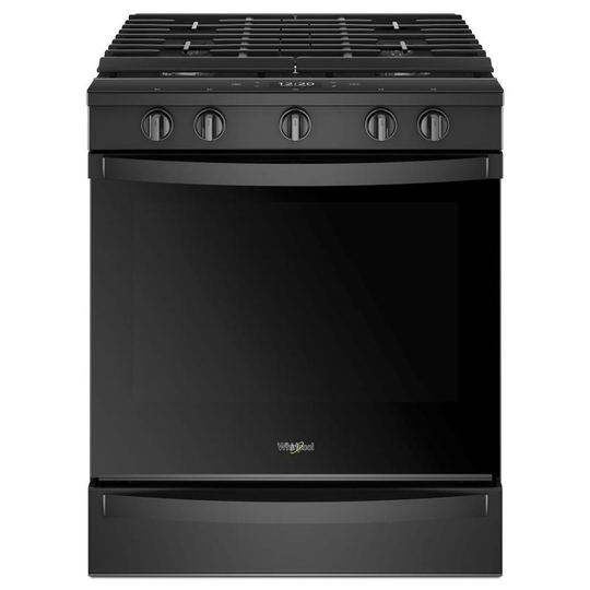 Whirlpool 30-in 5-Burner 5.8-cu ft Self-Cleaning Convection Slide-In Gas Range (Black)