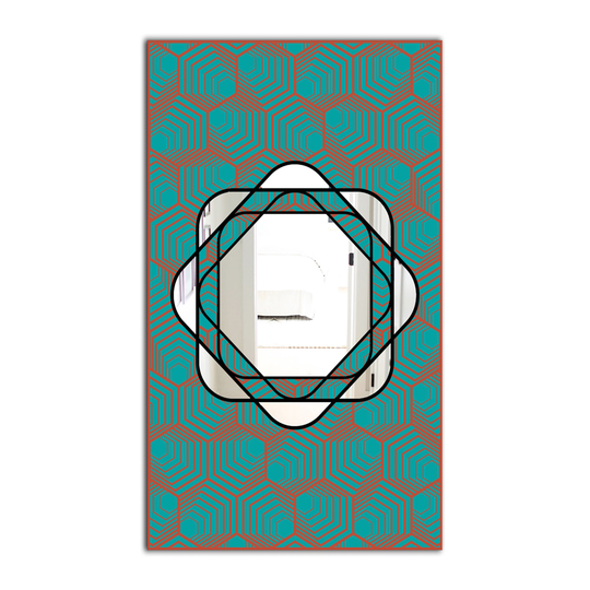Designart Monochrome Hipster Fashion Design Rectangular 35.4-in L x 23.6-in W Polished Mid-Century Blue Wall Mounted Mirror