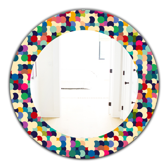 Designart 24-in x 24-in Yellow/Gold Circular Dance Modern Mirror