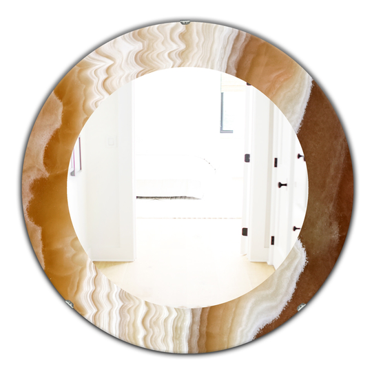 Designart Canada 24-in L x 24-in W Round Marbled Geode Traditional Polished Wall Mirror
