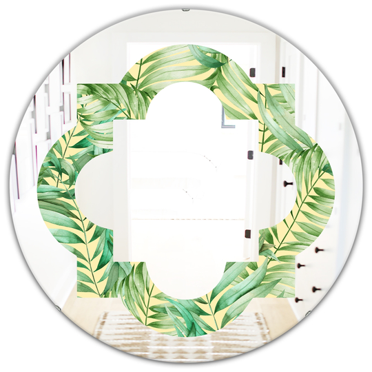 Designart Canada 24-in L x 24-in W Round Tropical Retro Foliage Polished Wall Mirror