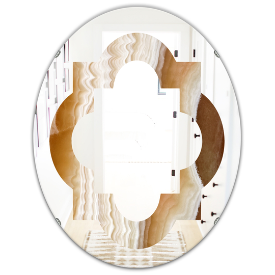 Designart Canada Oval 31.5-in L x 23.7-in W Marbled Geode Polished Wall Mirror