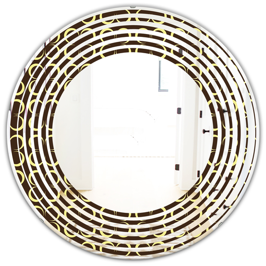 Designart 24-in Round Brown Floral Retro Pattern II Modern Polished Wall Mirror