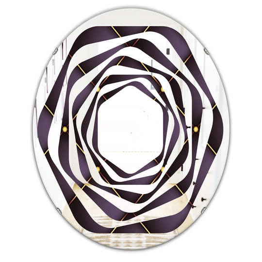 Designart 31.5-in x 23.7-in Purple Quilted Pattern Modern Oval Wall Mirror