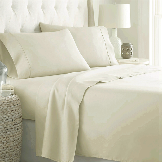 Marina Decoration King Cotton Blend 4-Piece Bed Sheets - Ivory