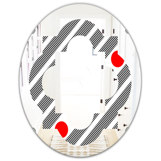 Designart 31.5-in L x 23.7-in W Oval Retro Geometrical Abstract Minimal Pattern XI Polished Wall Mirror