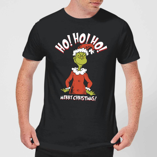 The Grinch Ho Ho Ho Smile Men's Christmas T-Shirt - Black - S