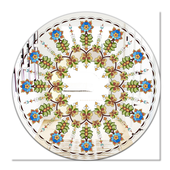 Designart Canada 24-in L x 24-in W Round Tiny Flowers Polished Wall Mirror