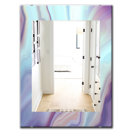 Designart Canada 35.4-in L x 23.6-in W Rectangle Blue Marbled Geode Polished Wall Mirror