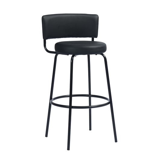 Homycasa Chive Black Bar Height (27-in to 35-in) Upholstered Bar Stools - Pack of 2