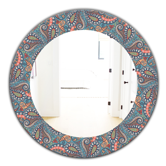Designart 24-in x 24-in Paisley Bohemian and Eclectic Mirror in Blue