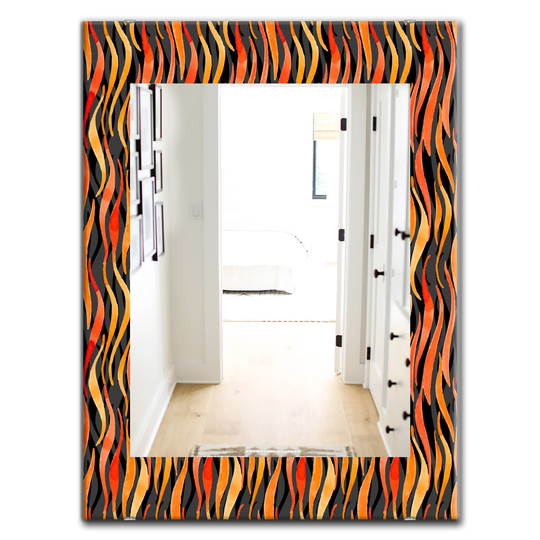 Designart 35.4-in x 23.6-in Black Fire Flame Pattern Modern Mirror