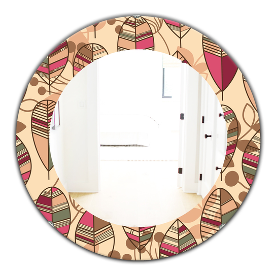 Designart Canada 24-in L x 24-in W Round Retro Autumn Flowers Polished Wall Mirror